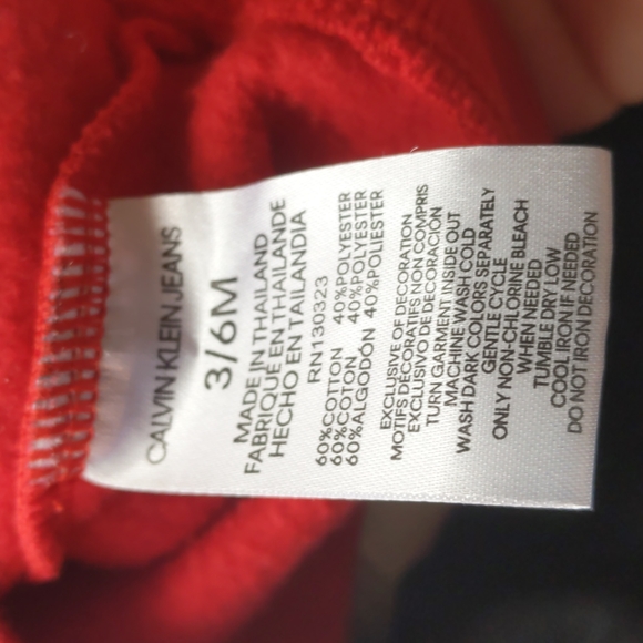 Calvin Klein Kids Size 3-6M Red Black Sweat Shirt and Sweat Pants Set - Picture 11 of 11